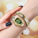 Creative Women's Advanced Personalized Diamond Set Snake Head Quartz Watch Stretchable Bracelet Luxury Gift for Women - Image 2