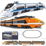 KAZI HIGH-TECH Battery Powered Electric Classic Train City Rail motor Building Blocks Bricks Boys Toys For kids
