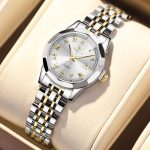 OLEVS Luxury Watch for Women Elegant Rhombus Mirror Original Quartz Lady Wristwatch Stainless Steel Waterproof Relogios Feminino
