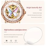 OLEVS Mechanical Watch for Women Ceramic Blue strap Original Wristwatch Skeleton Automatic Diamond Elegant Ladies Watches Set - Image 4