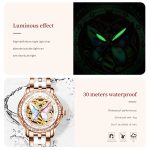 OLEVS Mechanical Watch for Women Ceramic Blue strap Original Wristwatch Skeleton Automatic Diamond Elegant Ladies Watches Set - Image 5