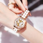 OLEVS Original Watch for Women Automatic Luxury Mechanical Waterproof Diamond Skeleton Rose Gold Ceramic Watches Ladies Gift Set - Image 2