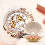OLEVS Original Watch for Women Automatic Luxury Mechanical Waterproof Diamond Skeleton Rose Gold Ceramic Watches Ladies Gift Set - Image 4