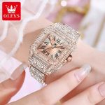 OLEVS Quartz Watch for Women All Diamond Luxury Waterproof Stainless steel Rose Gold Elegant Original Women's Quartz Watch - Image 3