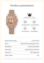 OLEVS Quartz Watch for Women All Diamond Luxury Waterproof Stainless steel Rose Gold Elegant Original Women's Quartz Watch - Image 4