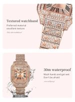 OLEVS Quartz Watch for Women All Diamond Luxury Waterproof Stainless steel Rose Gold Elegant Original Women's Quartz Watch - Image 6