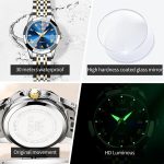 OLEVS Quartz Watch for Women Solid Stainless Steel Strap Rhombus Design Elegant Ladies Wristwatch Bracelet Necklace Gift Box Set - Image 2