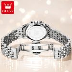 OLEVS Quartz Watch for Women Solid Stainless Steel Strap Rhombus Design Elegant Ladies Wristwatch Bracelet Necklace Gift Box Set - Image 3