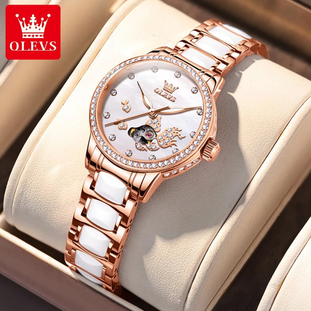OLEVS-Watch-for-Women-Automatic-Mechanical-Stainless-Steel-Ceramic-Watchband-Ladies-Wrist-Watch-Diamond-Skeleton-Dress OLEVS Watch for Women Automatic Mechanical Stainless Steel Ceramic Watchband Ladies Wrist Watch Diamond Skeleton Dress Watch - Image 1