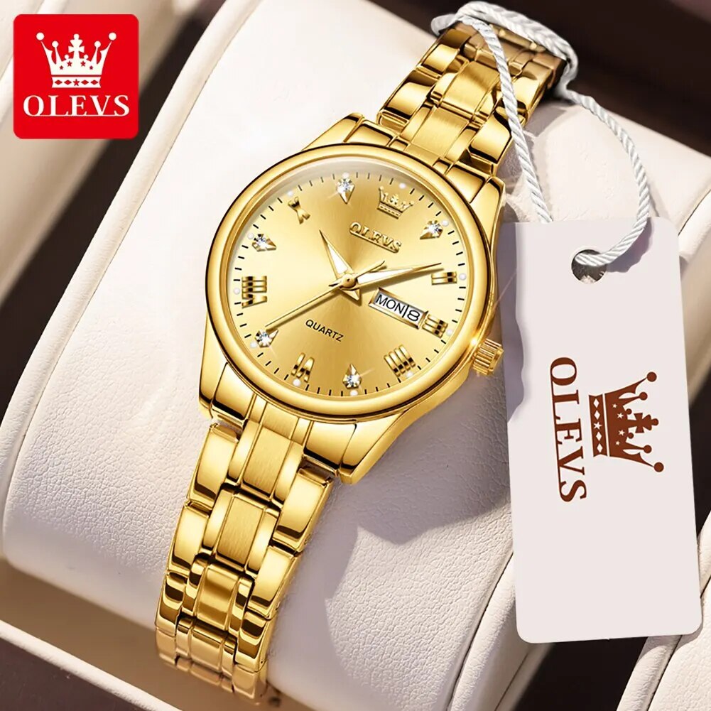 OLEVS-Women-Wrist-Watch-Original-Watches-for-Ladies-Waterproof-Stainless-Steel-Luxury-Quartz-Woman-Wristwatch-Gold OLEVS Women Wrist Watch Original Watches for Ladies Waterproof Stainless Steel Luxury Quartz Woman Wristwatch Gold Reloj Hombre - Image 1