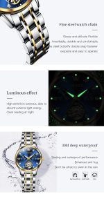 OLEVS Women's Watches Waterproof Luminous Skeleton Original Automatic Mechanical Watch for Woman Elegant Ladies Watch Set 6608 - Image 4