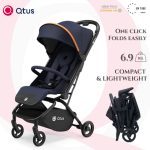 QTUS 6.9kg Lightweight Compact Travel Baby Stroller, One-click Folding, Sun Protection, Shock Absorption Detachable Wheels, Lark