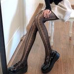 Sexy Black White Lolita Hollowed Lace Mesh Stockings Women Bottomed Pantyhose Japanese Goth Thin Stocking Hot Classic Tights - Image 6