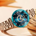 Top Luxury Women's Ocean Heart Starry Diamond Face Shining Multi Faceted Glass Solid Steel Band Women's Waterproof Watch - Image 3