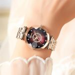 Top Luxury Women's Ocean Heart Starry Diamond Face Shining Multi Faceted Glass Solid Steel Band Women's Waterproof Watch - Image 4