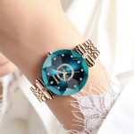 Top Luxury Women's Ocean Heart Starry Diamond Face Shining Multi Faceted Glass Solid Steel Band Women's Waterproof Watch - Image 5