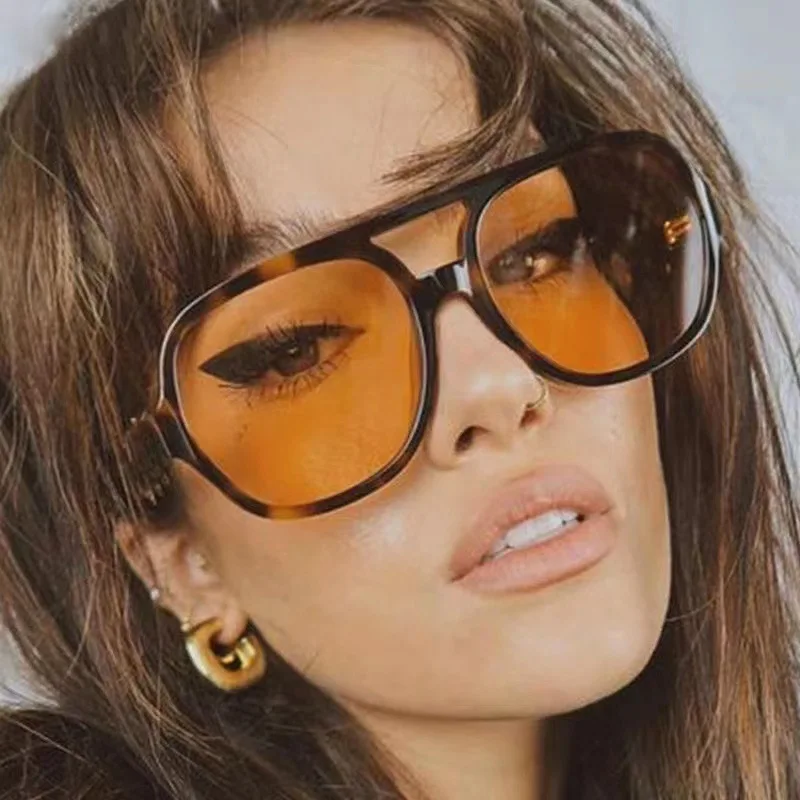 2023 Double bridge square Women Sunglasses Vintage Brand Designer Men Sun Glasses Shades Female Exaggerated oversize sunglasses - Image 3