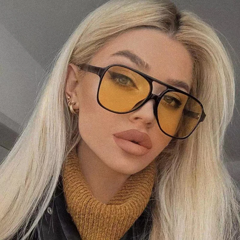 2023 Double bridge square Women Sunglasses Vintage Brand Designer Men Sun Glasses Shades Female Exaggerated oversize sunglasses - Image 1
