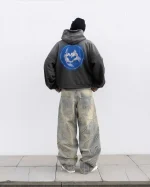 2023 Street Retro Raw Edge Embroidery Baggy Jeans for Men Fashion Hip Hop Pattern Women Patchwork High Waisted Denim Pants Y2k - Image 5