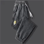 2023New Men's jeans Winter Fleece Jeans Thick Warm Denim Pants Men Streetwear Black Joggers Harem Jean Thermal Trousers - Image 4