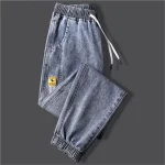 2023New Men's jeans Winter Fleece Jeans Thick Warm Denim Pants Men Streetwear Black Joggers Harem Jean Thermal Trousers - Image 5