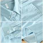 Autumn Winter New Fresh Long Sleeve Denim Shirt Trendy Men's Casual Art Versatile Loose Pure Cotton Comfortable Top C2137 - Image 4
