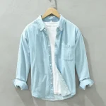 Autumn Winter New Fresh Long Sleeve Denim Shirt Trendy Men's Casual Art Versatile Loose Pure Cotton Comfortable Top C2137 - Image 5