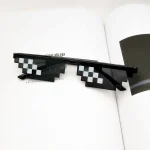 Black Mosaic Sunglasses Funny Toy Mosaic Strip Sunglasses Trick Toy Retro Thug Life Glasses Deal With It Glasses Pixel Women Men - Image 2