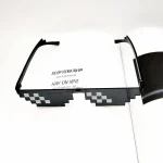Black Mosaic Sunglasses Funny Toy Mosaic Strip Sunglasses Trick Toy Retro Thug Life Glasses Deal With It Glasses Pixel Women Men - Image 3