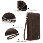 Contact'S Genuine Leather Men's Wallet Clutch Bag Card Holder Long Wallets Double Zipper Large Capacity Vintage Male Purses - Image 5