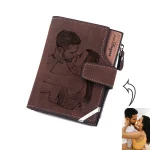 Custom Personalized Photo Wallets Men Short Wallet Design Retro High Capacity Purse Gift for Men Husband with Zipper Coin Pocket - Image 6