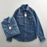 Heavyweight Retro Casual Wear Men's Shirt Coat Washed Denim Blouse Cargo Jeans Oversized Tops Wear-resistant Clothing Loose - Image 3