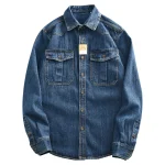 Heavyweight Retro Casual Wear Men's Shirt Coat Washed Denim Blouse Cargo Jeans Oversized Tops Wear-resistant Clothing Loose - Image 5
