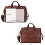 Men Genuine Leather Handbags Casual Leather Laptop Bags Male Business Travel Messenger Bags Men's Crossbody Shoulder Bag - Image 4