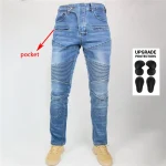 Men Jeans Collection Classic Denim UGB06 PK718 PK719 Zip Motorcycle Pants Pantalones Motocicleta Hombre Featherbed Jeans Gears - Image 5