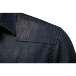 Men's Denim Shirt High Qualituy Elastic Cotton Long Sleeve Shirt Black Casual Slim Clothing Navy Blue Mens Fashion Shirt 2023 - Image 6