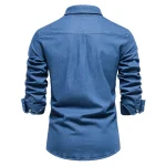 New Autumn Cotton Denim Shirt Men Long Sleeve Solid Color Casual Slim Fit Shirt Mens Designer Clothing Cowboy Shirts For Men - Image 2
