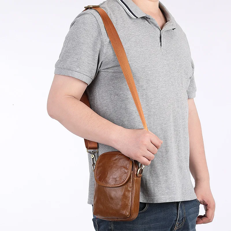 New-Men-s-Cow-Leather-Crossbody-Bag-Man-Shoulder-Bag-Casual-Male-Small-Simple-Bag-For-4 New Men's Cow Leather Crossbody Bag Man Shoulder Bag Casual Male Small Simple Bag For Men - Image 1