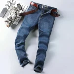 New Spring Autumn Men Classic Jeans Men's Smart Jeans Fashion Business Straight Regular Blue Stretch Denim Trousers Mens Jeans - Image 3