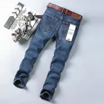 New Spring Autumn Men Classic Jeans Men's Smart Jeans Fashion Business Straight Regular Blue Stretch Denim Trousers Mens Jeans - Image 4