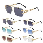Retro Cheetah Decoration Rimless Sunglasses for Women Men Metal Steampunk Sun Glasses Frameless Fashion Shades UV400 Eyewear - Image 3