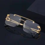 Retro Cheetah Decoration Rimless Sunglasses for Women Men Metal Steampunk Sun Glasses Frameless Fashion Shades UV400 Eyewear - Image 4