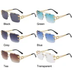 Retro Cheetah Decoration Rimless Sunglasses for Women Men Metal Steampunk Sun Glasses Frameless Fashion Shades UV400 Eyewear - Image 5