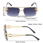 Retro Cheetah Decoration Rimless Sunglasses for Women Men Metal Steampunk Sun Glasses Frameless Fashion Shades UV400 Eyewear - Image 6