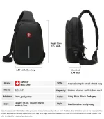 SWISS New Men's Fashion Chest Bag Solid Color Chest Bag Outdoor Casual Fashion Shoulder Crossbody Bag Waterproof anti-theft bag - Image 2