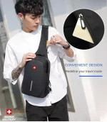 SWISS New Men's Fashion Chest Bag Solid Color Chest Bag Outdoor Casual Fashion Shoulder Crossbody Bag Waterproof anti-theft bag - Image 4