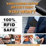 TEEHON Dermic carbon fiber shape Men Wallet Coin Pocket RFID Credit Card Holder Half Span Design Black Purse - Image 5