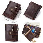 Top Sale 100% Genuine Leather Men Wallet Coin Purse Small Card Holder PORTFOLIO Portomonee Male Walet Pocket Coffee Money - Image 6