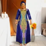 MD African Dresses For Woman Bazin Riche Embroidery Desing Long Dress Church Clothes Ladies African Traditional Design Dresses - Image 3
