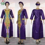 MD African Dresses For Woman Bazin Riche Embroidery Desing Long Dress Church Clothes Ladies African Traditional Design Dresses - Image 5